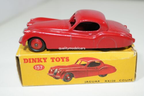 Dinky Toys 157 Jaguar XK120 Coupe red very near mint in box all original Superb - Afbeelding 1 van 17