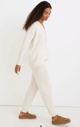 Madewell Women's Oversized Asherton Waffle Henley Sweater Pullover Wool Blend XS - Picture 2 of 10