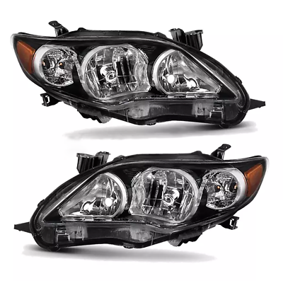 #ad For 2011 2012 2013 Toyota Corolla Headlights Headlamp Pair Black Housing LE XLE $61.75