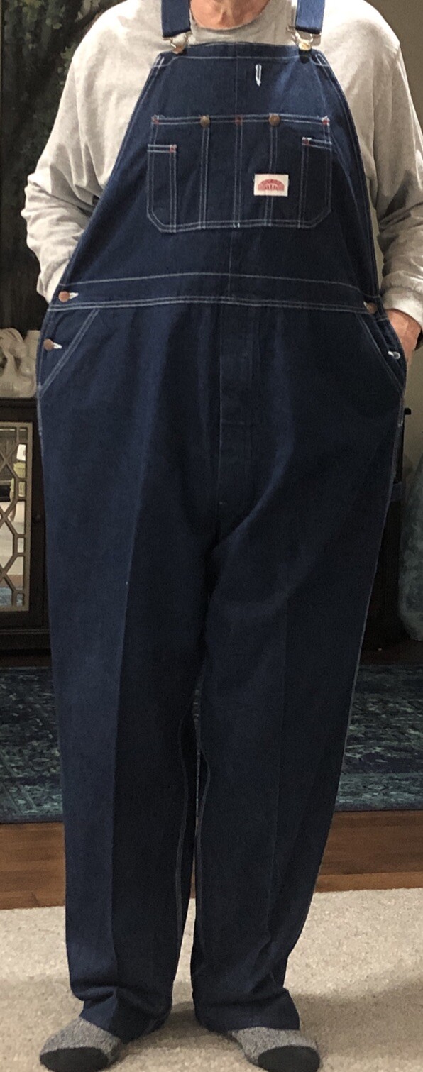 VTG Roundhouse Bib Overalls Dark Blue Denim USA Made Workwear * Free