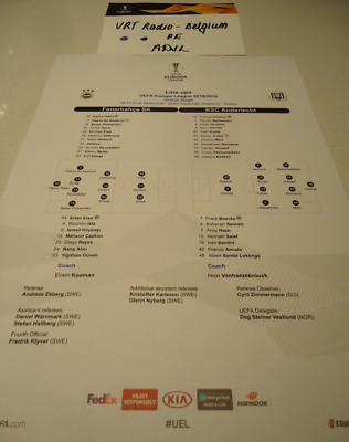 Line up & VRT Radio Belgium UEFA EL 2018/19 Fenerbahce - RSC Anderlecht