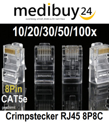 Crimpstecker RJ45 CAT5e Modular Patchkabel Netzwerk 8P8C RJ-45 CAT 5e Stecker