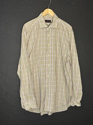 Etro Made in Italy  Designer Plaid Button Up Shirt Men s Size XL