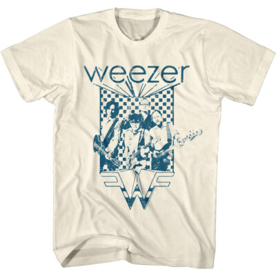 Weezer Checkered Band Men's T Shirt Guitar Alt Rock Tour Album
