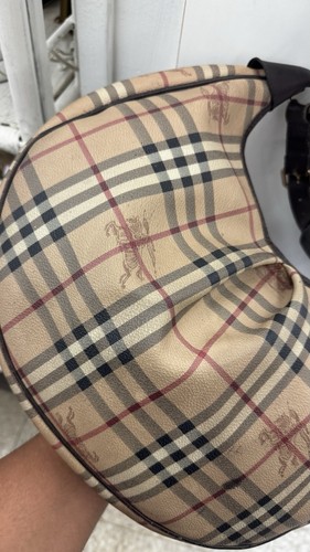 Authentic Burberry Haymarket Check Hobo Brown - Picture 11 of 21