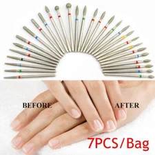 7Pcs/Set Nail Drill Bits Cuticle Manicure Machine Cutter Diamond File Polisher