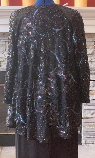 Chaqueta Mariposa Diane Freis Vintage Seda Hecha a Mano Lentejuelas ($495) Foto 3 de 4