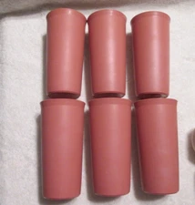 Vintage Tupperware Tumblers Cups #116 Pastel Pink Rose Set Of 6 Matching