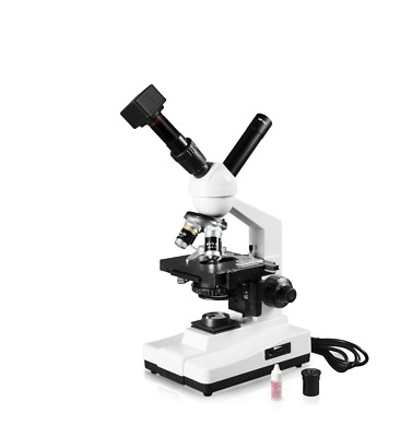 Dual View Compound Microscope,  5.0MP Digital Eyepiece Camera