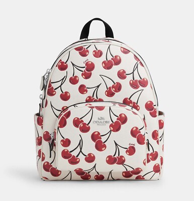 Coach Court Backpack With Cherry Print Chalk Multi CAA72 NWT