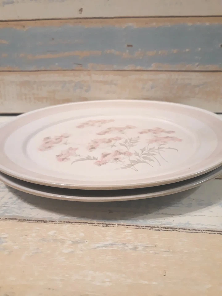 2 Denby England Fine Stoneware Brittany Dinner Plates 10.25" floral pink vintage - Image 4 of 4