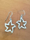 NEW STERLING SILVER 925 OPEN HAPPY LAZY STAR WIRE HOOK EARRINGS 3.2 GRAM -1 3/8" — photo 2