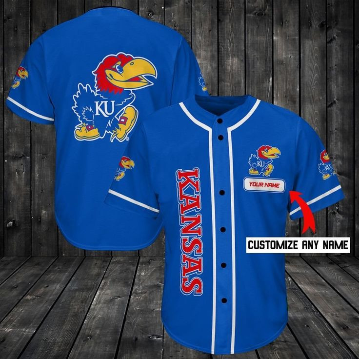 CUSTOM NAME Kansas Jayhawks BASEBALL JERSEYS SHIRT All sizes JJ5442