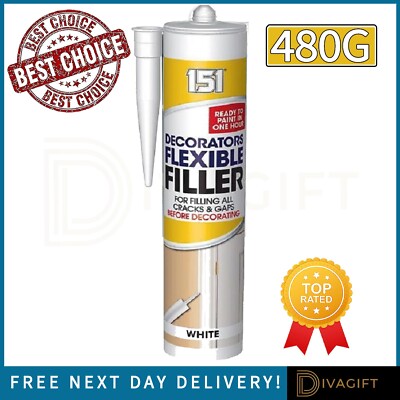 FLEXIBLER LÜCKENRISSFÜLLER DEKORATEURE WEISS ACRYL SCHNELLTROCKNEND EINFACHE ANWENDUNG 480G