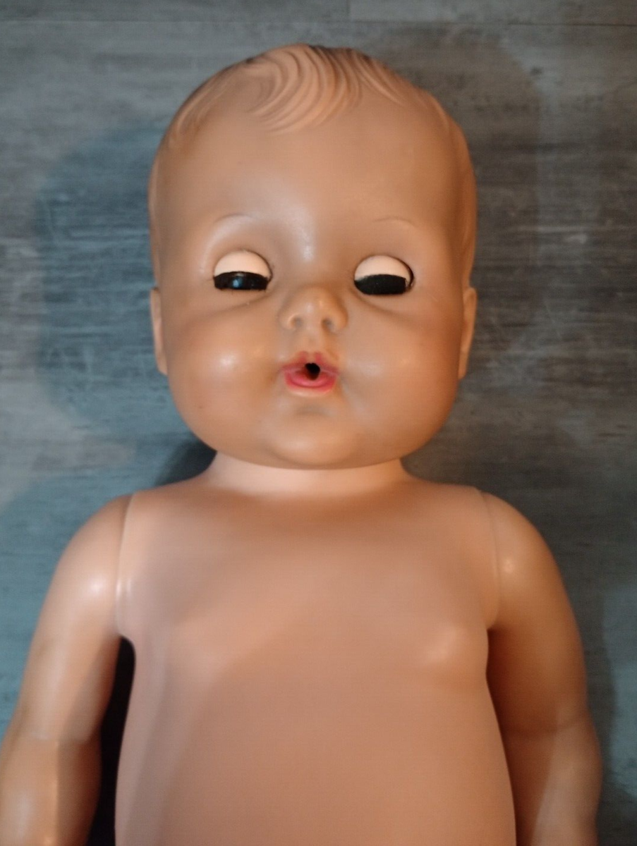 Vintage 1950's Sun Rubber Company Squeak Baby Doll 17” Made