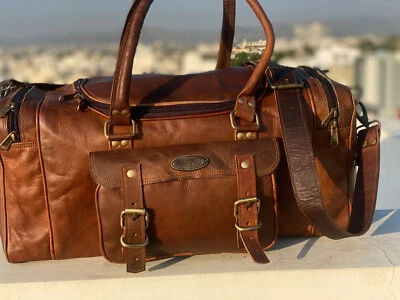 Geschenk Herren Damen 30 " Leder Vintage Duffle Reise Fitness Weekend - Bild 1 von 4