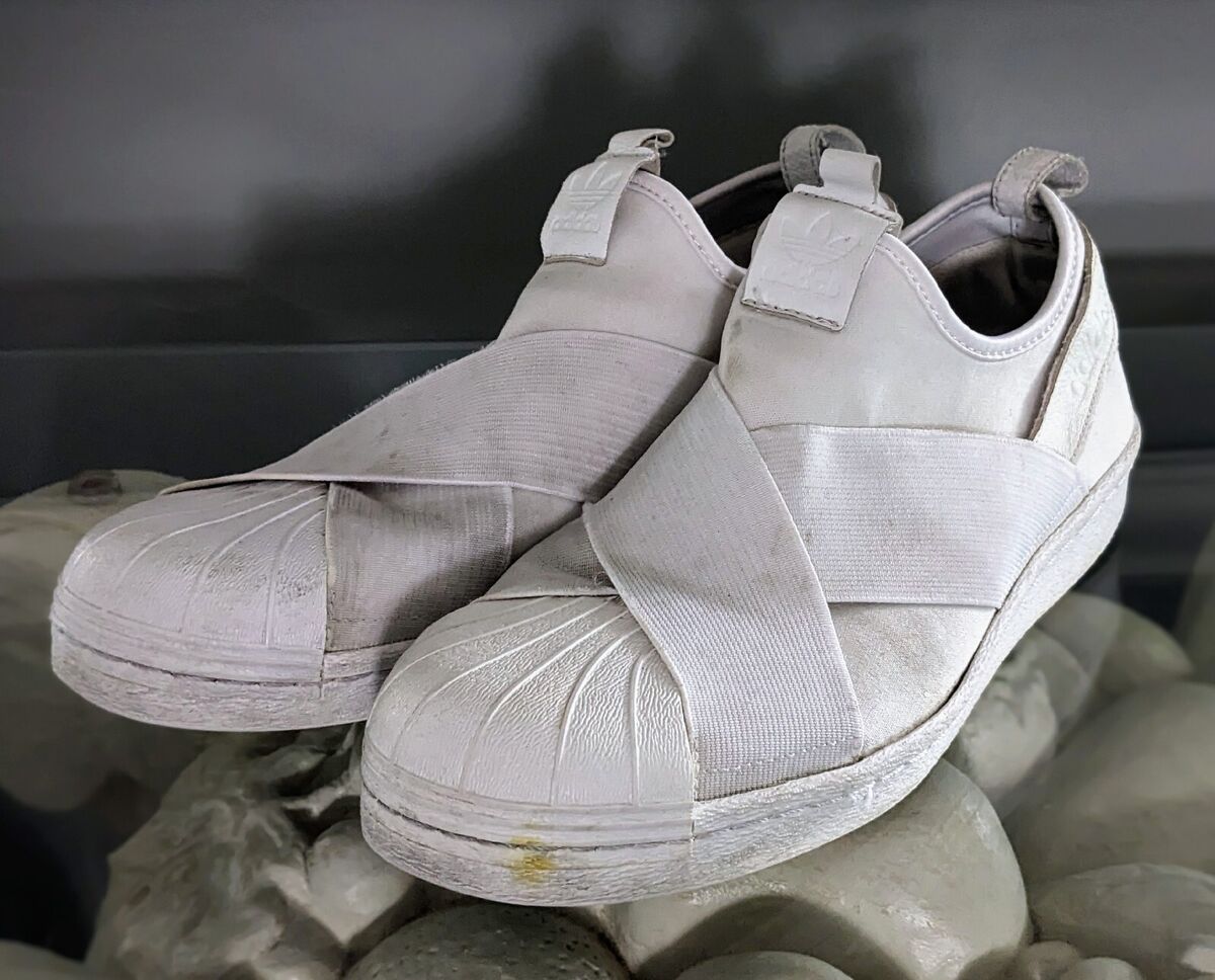 Adidas Superstar Slip On Elastic Band Cross Strap White Adidas Superstar Slip On Elastic Band Cross Strap White