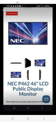 NEC Multisync P462 LCD Business Signage Display Monitor Used