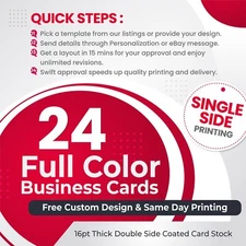 24 CUSTOM Business Card PRINTING 🚀 FREE DESIGN 🚀 Single Side THICK 16pt CARDS