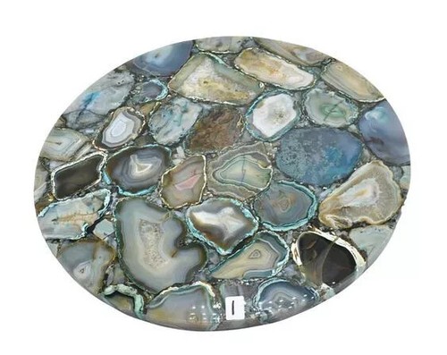 Gray Natural Agate Table Top Counter Top Modern Feng Sui Garden Decor Interior - Picture 3 of 3