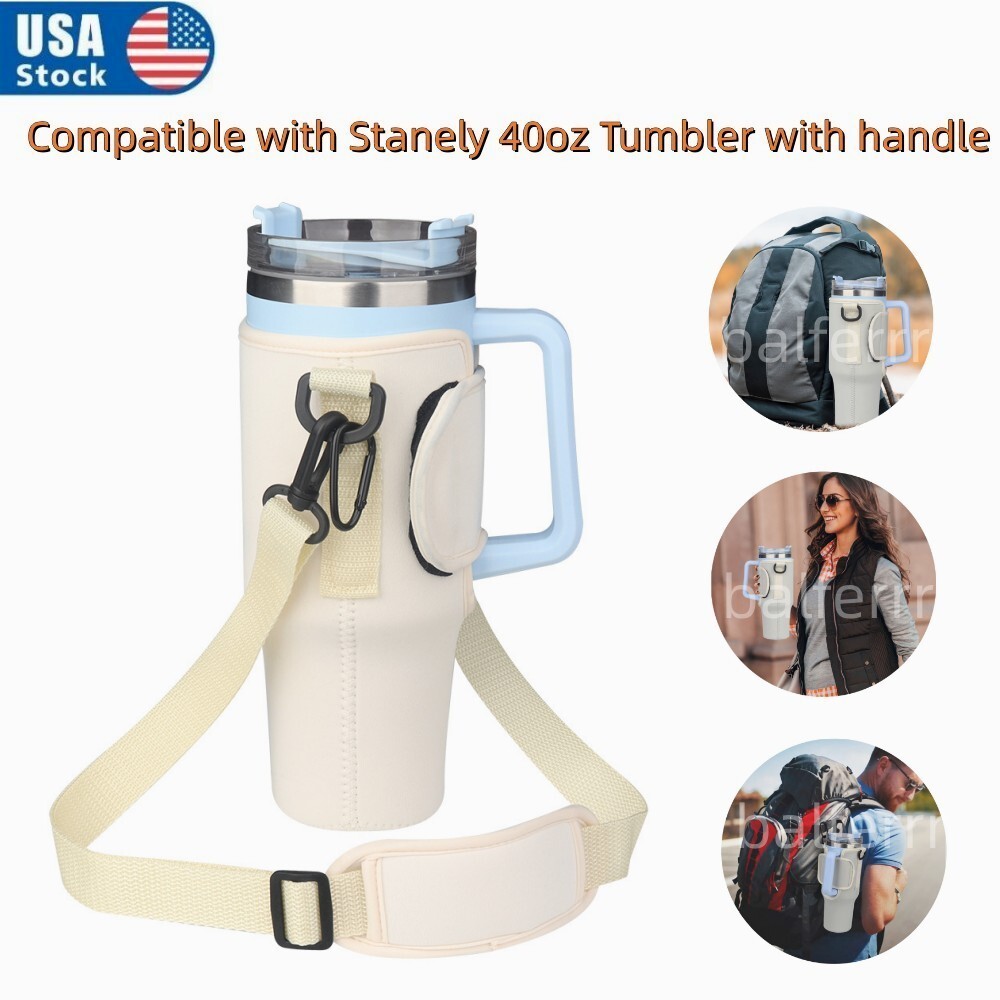 For Stanley 40oz Tumbler Water Bottle Carrier Bag with Adjustable Shoulder Strap