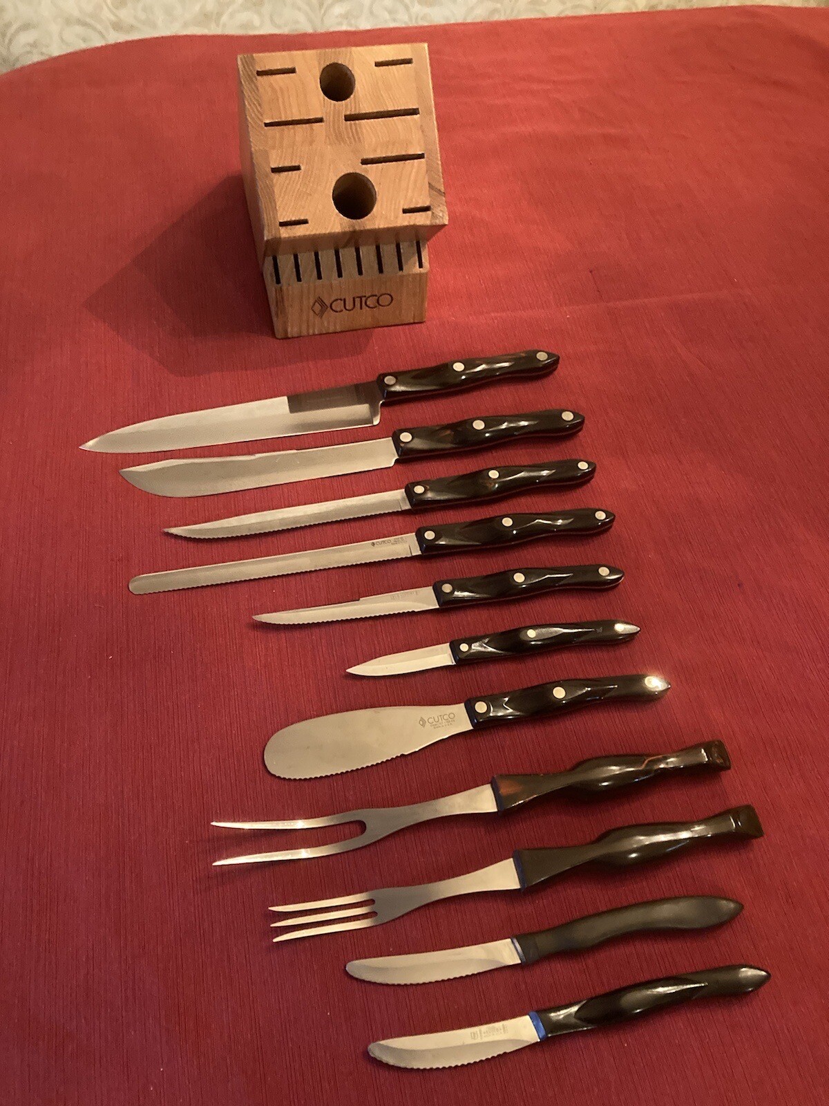 Cutco COMPLETE 11 pc Knife Set w/Orange Swirl, BEST KNIVES EVER MADE eBay