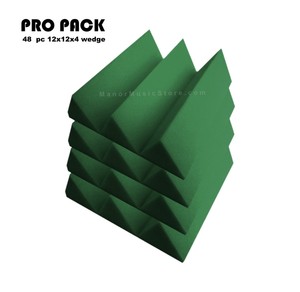 Acoustic-Foam-48pcs-PRO-PACK-Forest-Green-Wedge12X12x4-034-Soundproof-Studio-Tiles