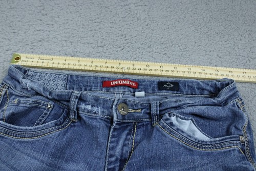 Union Bay Jeans Juniors 11 Blue Low Rise Slim Straight Medium Wash Stretch 32x32 - Picture 3 of 15