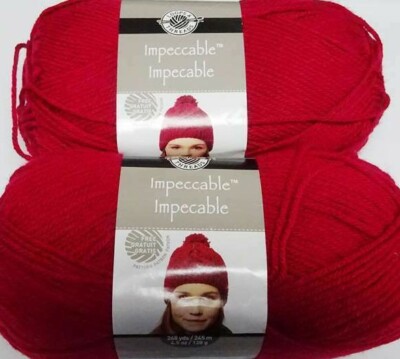 Lot of 2 Loops & Threads Impeccable Yarn (Cherry) RED