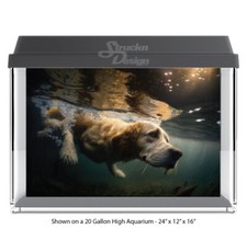 Funny Diving Dog Golden Polyester Fish Tank Glass Backdrop Aquarium Background