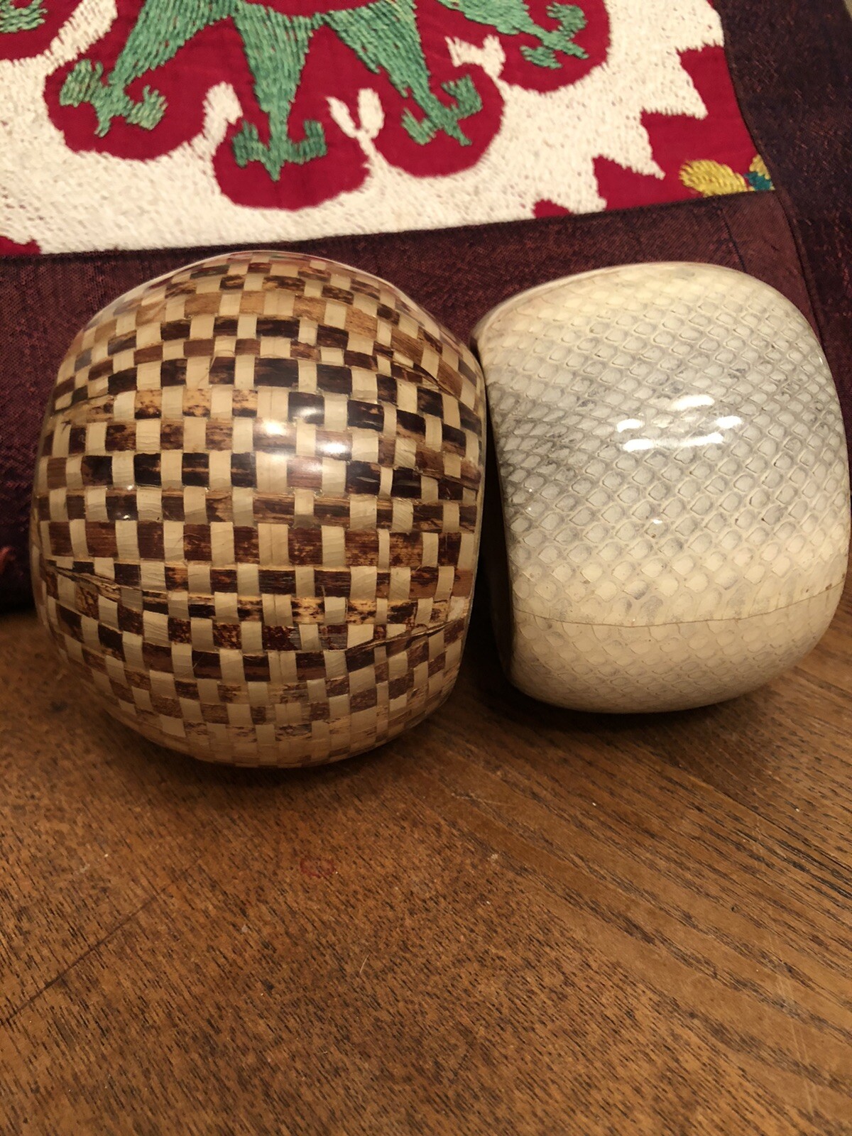 Two Plasticized Wood Large Bangles, Snakeskin, Wo… - image 3