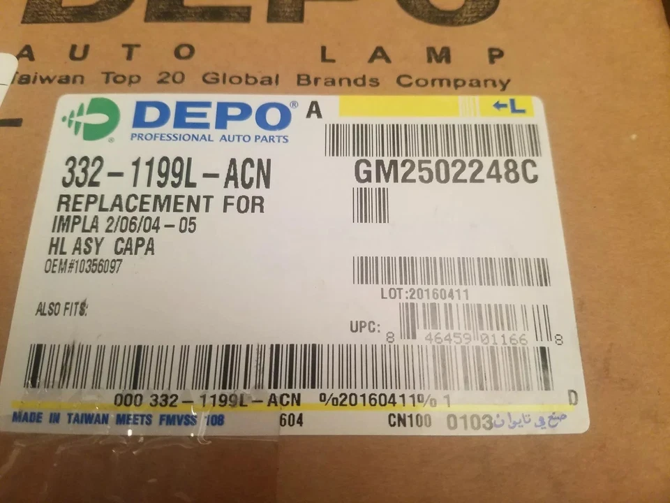 Faro lateral del conductor CAPA para Chevrolet Impala 2004-2005 GM2502248 Foto 2 de 4