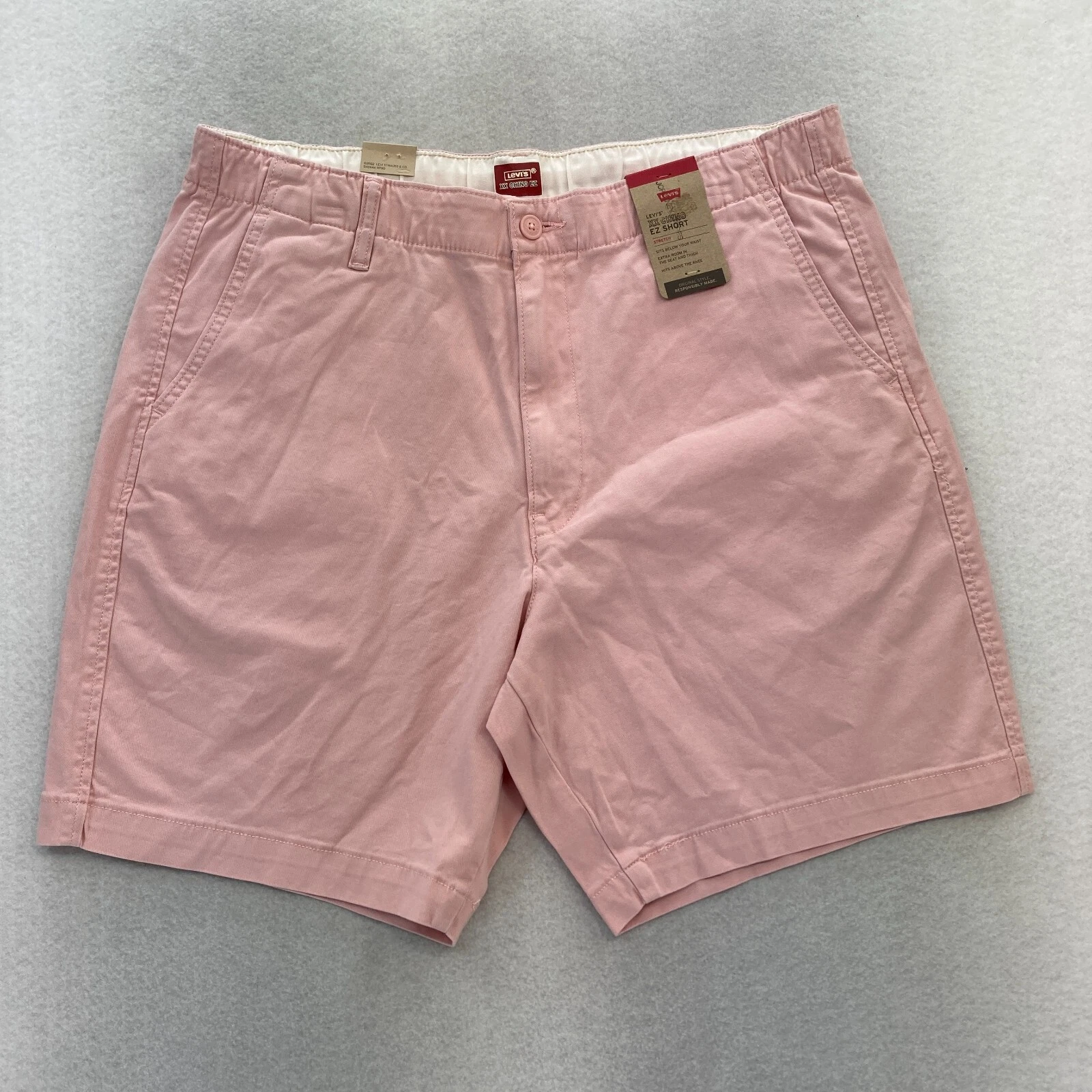 Levi's XX Chino EZ Shorts Mens Large Pink Stretch Drawstring Casual Preppy Chino