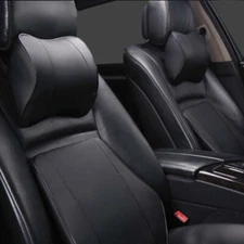 Black Leather Seat Neck Rest Pillow Breathable Headrest Cushion Shoulder Support