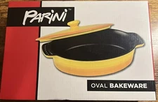 Parini Oval Bakeware Stoneware Lidded Ceramic Non-Stick Casserole Yellow NIB