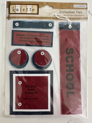 Colorbok Kolette Dimensional Self Adhesive Destination Tags''School'' Scrapbooking