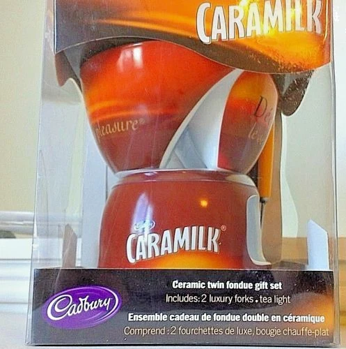 Cadbury Caramilk Ceramic Twin Fondue Gift Set with 2 Luxury Forks -New