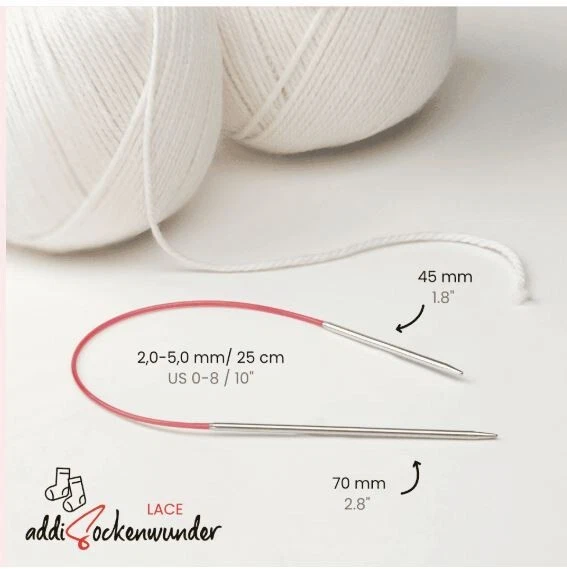addiSockenwunder Lace Mini-Rundstricknadel 25cm mit Trick 2-5mm 710-7