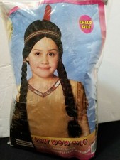 LITTLE INDIAN GIRL CHILD HALLOWEEN COSTUME DRESS  WIG NATIVE AMERICAN SZ SMALL