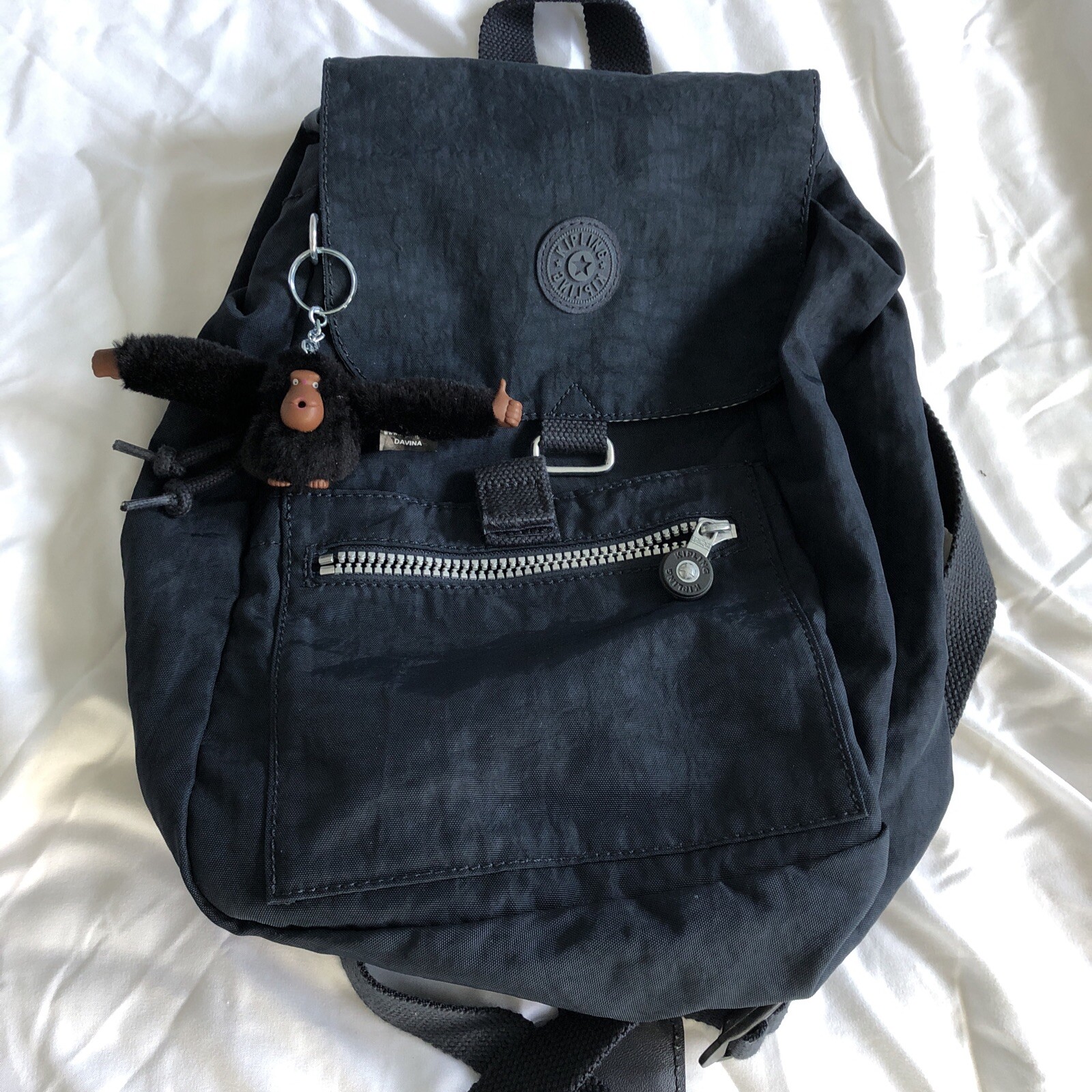 Kipling Draw String Mini Backpack Navy Blue - image 1