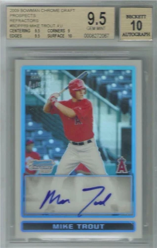 2009 Mike Trout Bowman Chrome Auto Refractor RC- BGS 9.5 w/10 sub...#317/500