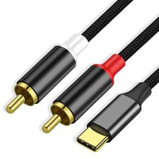 USB C to Dual RCA Audio Cable Stereo Splitter 1M Gold Plated Aux Cord