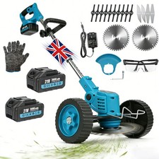 21V Cordless Grass Trimmer Electric Strimmer Weed Cutter Garden Edger with wheel