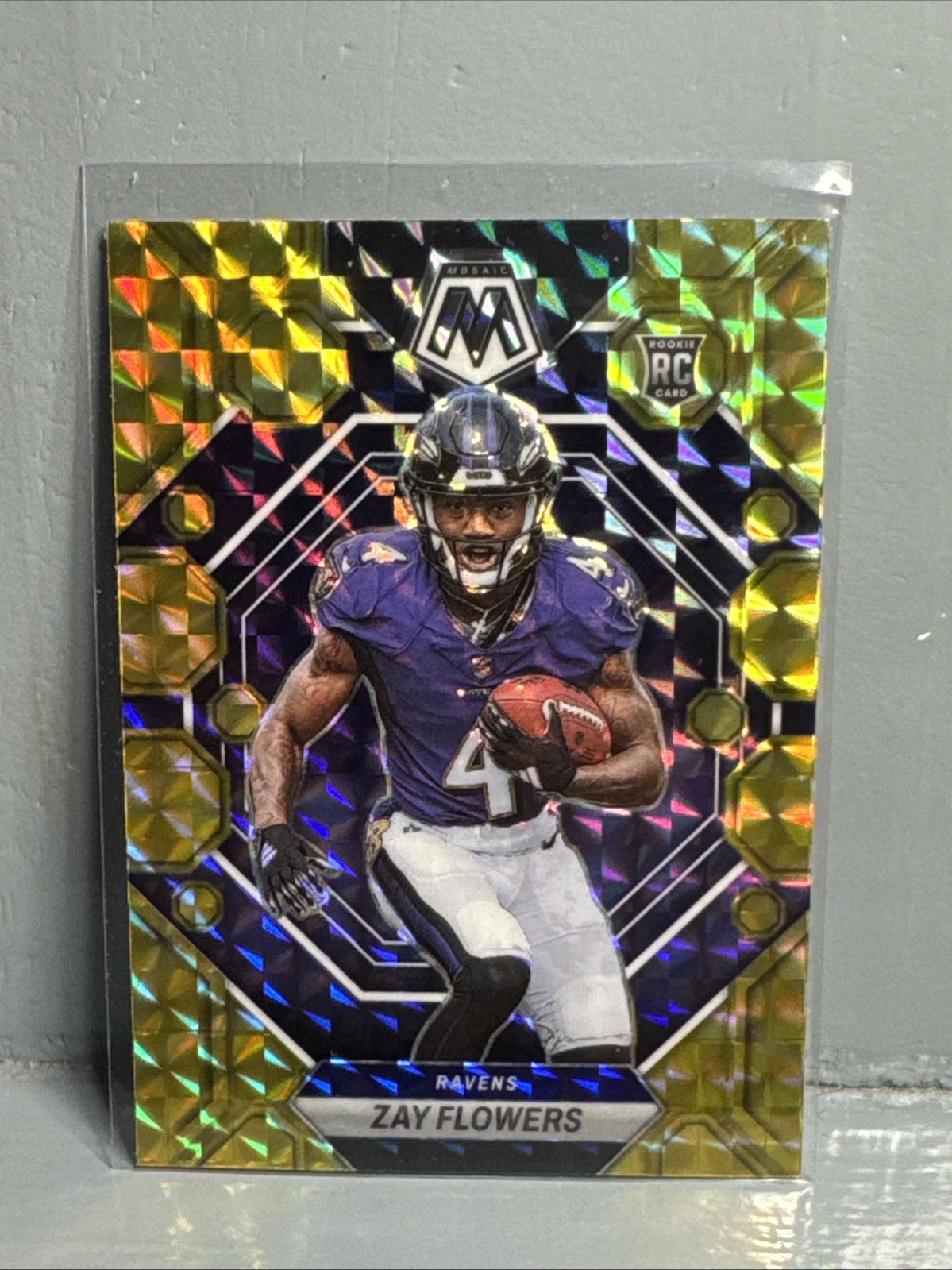 2023 Panini Mosaic - Rookies Zay Flowers #380 Reactive Yellow Mosaic Prizm (RC)