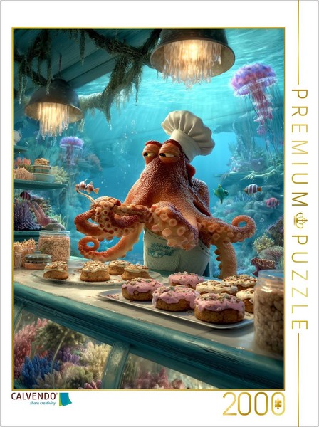 Calvendo Puzzle Funny Octopus As A Baker Under Water | 2000 Pieces, Finished Siz-image