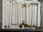 Vintage Costume Jewelry Lot Locket Bottle Necklace Cameo Enamel Coin Medallion