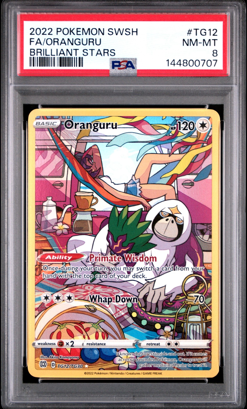 2022 POKEMON SWORD & SHIELD BRILLIANT STARS #TG12 FULL ART/ORANGURU PSA 8