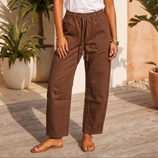 NEW WAKEE DENIM BARREL JEANS -CHOCOLATE BROWN-S6-22