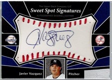 JAVIER VAZQUEZ - AUTO on Baseball Leather Patch - 2004 Sweet Spot #SS-JV
