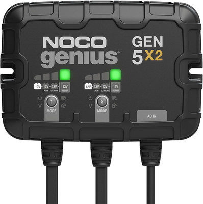 NOCO Genius GEN5X2: 2-Bank, 10A Onboard Battery Charger - 5A per Bank, 12V Water